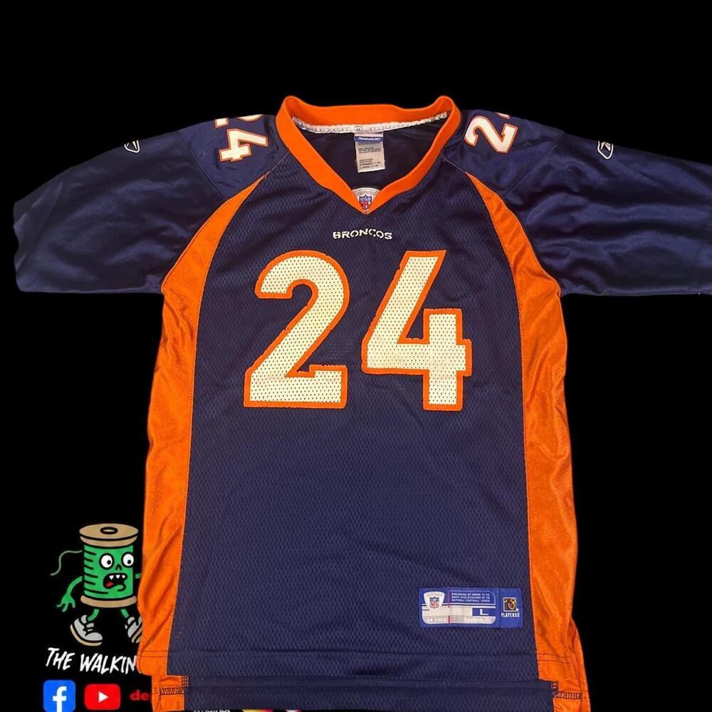 Denver Broncos Youth Champ Bailey Vintage 2000s Reebok Jersey Size Large Big Kid